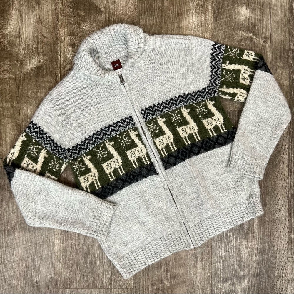Tea Collection Grey Alpaca Wool Blend Full Zip Cardigan Sweater